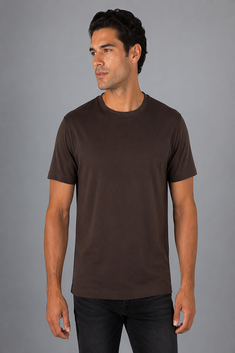 Kahve Bisiklet Yaka T-shirt