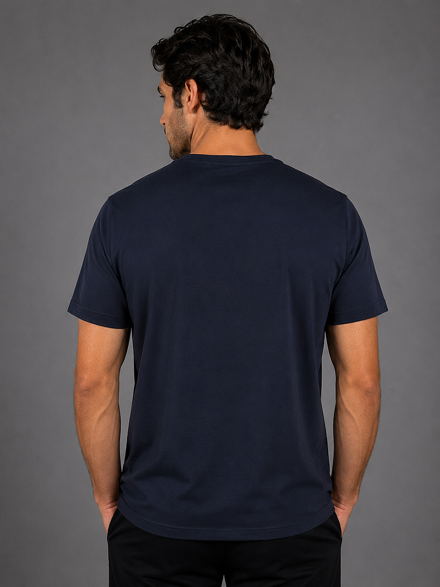 Lacivert Bisiklet Yaka T-shirt (1)