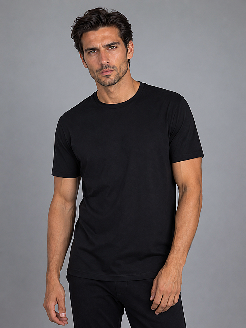 Siyah Bisiklet Yaka T-shirt