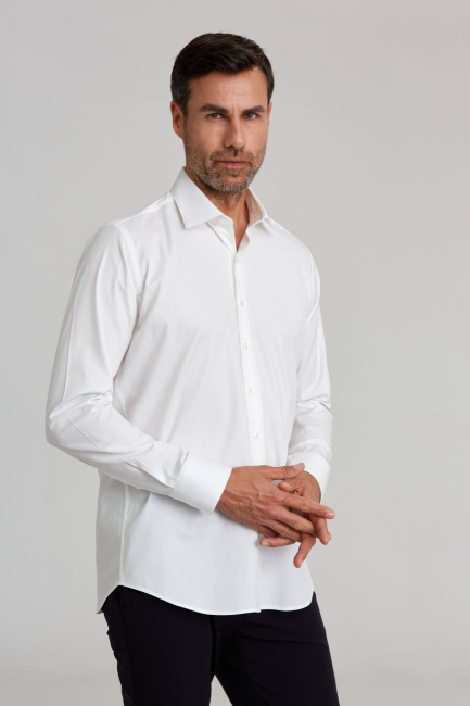Regular Fit Beyaz Klasik Erkek Gömlek - 3