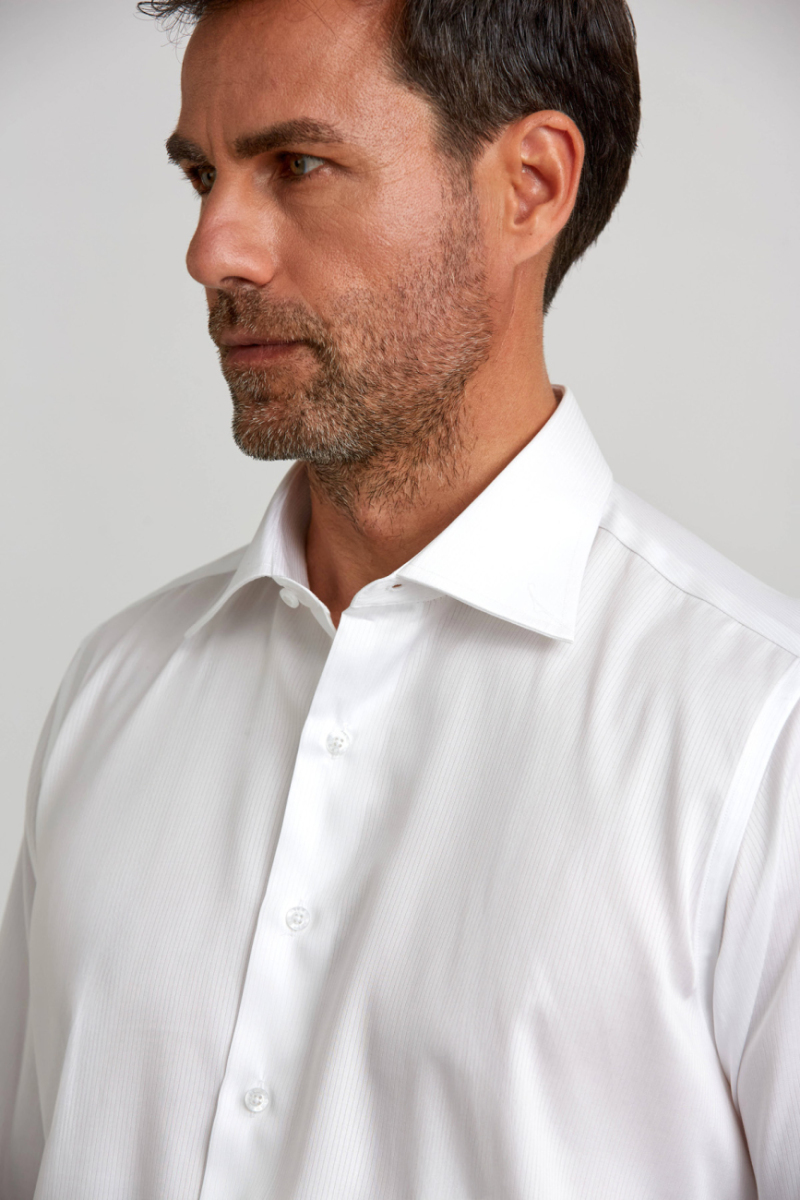 Regular Fit Beyaz Klasik Erkek Gömlek - 5