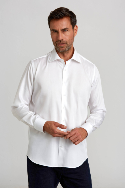 Regular Fit Beyaz Klasik Erkek Gömlek (3)