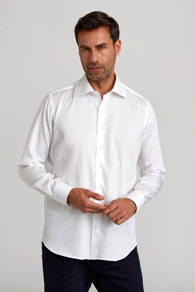 Regular Fit Beyaz Klasik Erkek Gömlek - 4