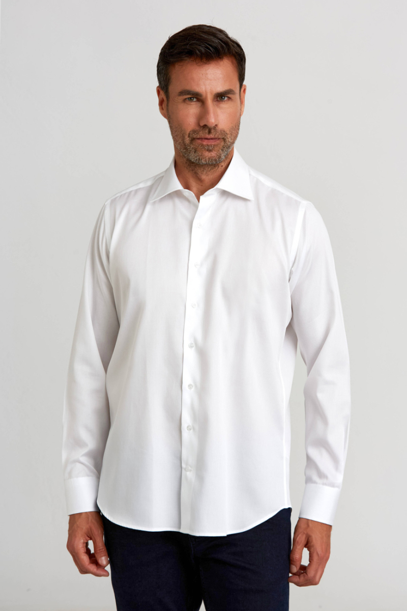Regular Fit Beyaz Klasik Erkek Gömlek - 1