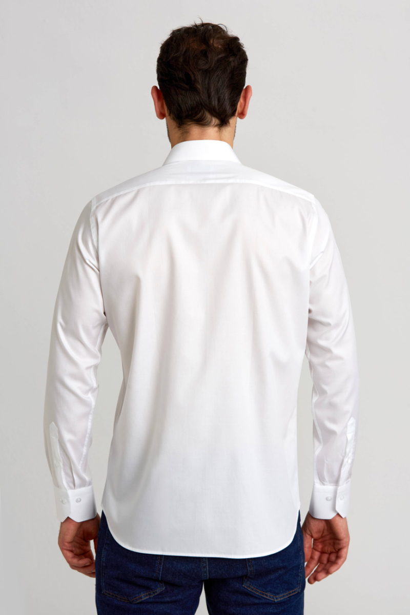 Regular Fit Beyaz Klasik Erkek Gömlek - 2