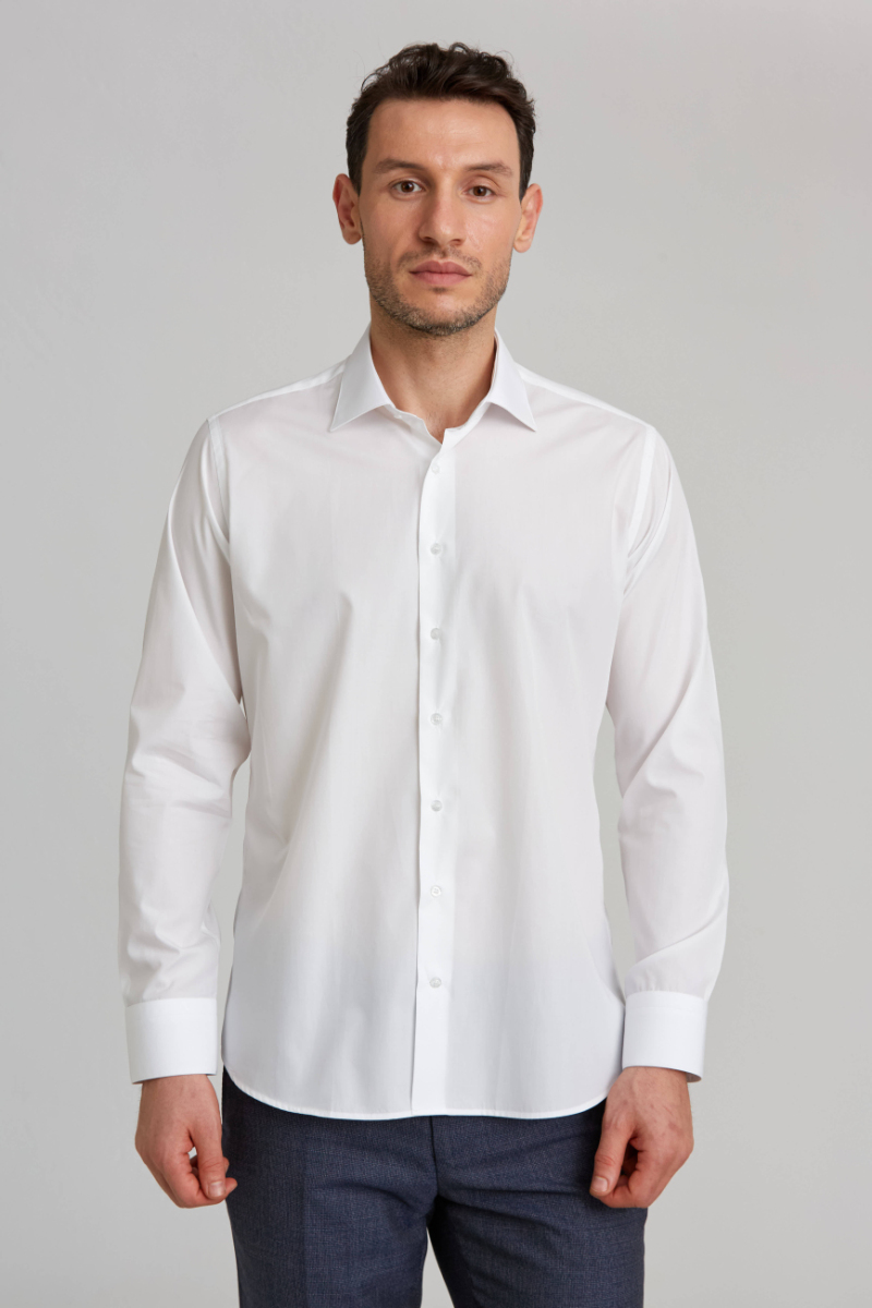 Beyaz Regular Fit Klasik Gömlek - 1
