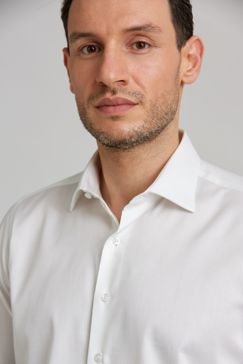 Regular Fit Beyaz Klasik Erkek Gömlek - 3