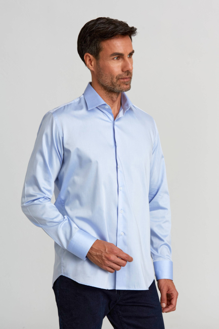 Regular Fit Mavi Klasik Erkek Gömlek - 4