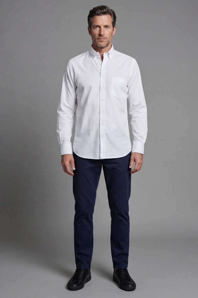 Regular Fit Pamuk Beyaz Erkek Gömlek - 4