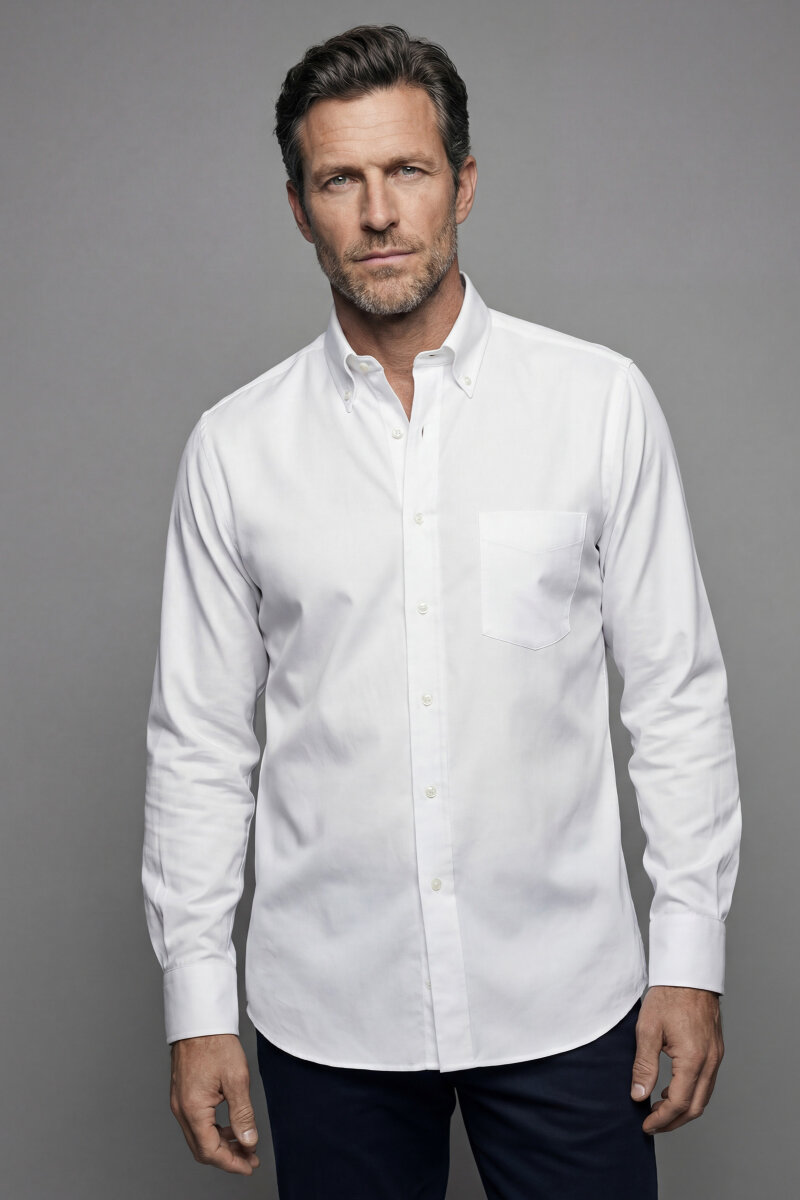 Regular Fit Pamuk Beyaz Erkek Gömlek - 1