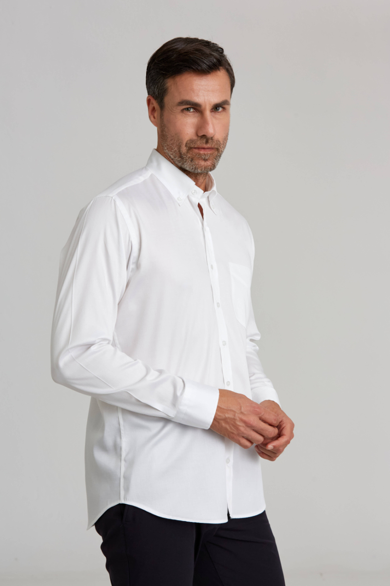 Regular Fit Beyaz Basic Klasik Erkek Gömlek - 5