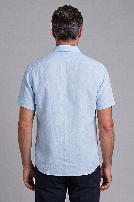 Bisse Shawl Collar Kisa Sleeand Shirt A.blue (1)