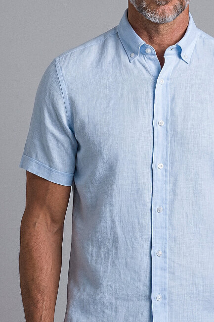 Bisse Shawl Collar Kisa Sleeand Shirt A.blue (2)