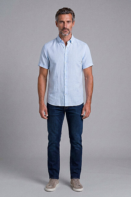 Bisse Shawl Collar Kisa Sleeand Shirt A.blue (4)