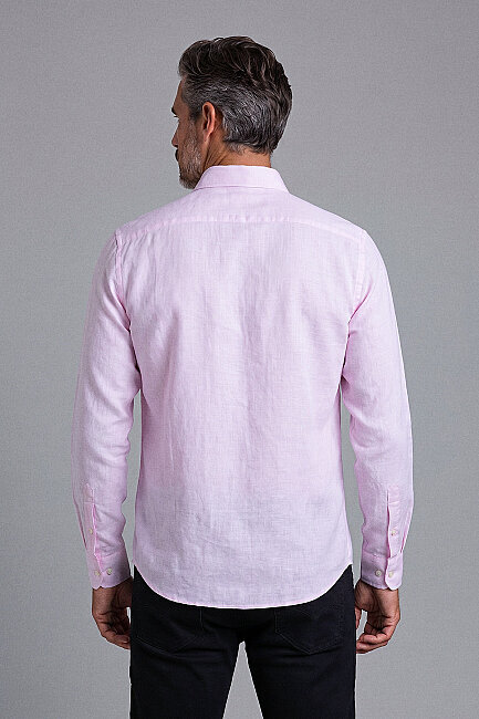 Pembe Bi̇sse Paşa Yaka Uzun Kol Gömlek - 2