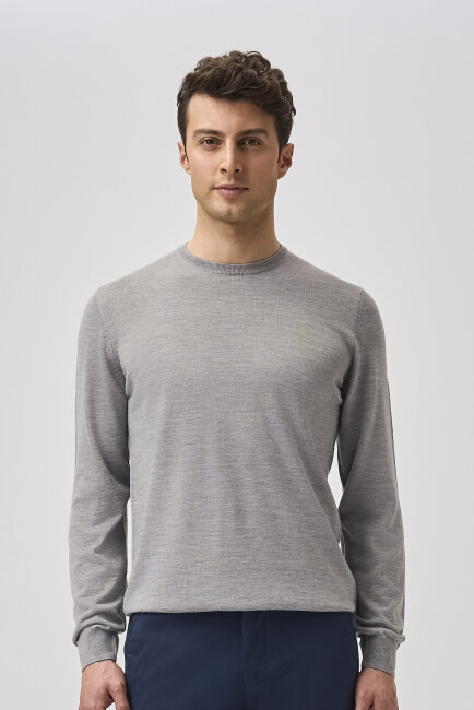 Bisse Studio Erkek Bisiklet Yaka Triko Gri - 5