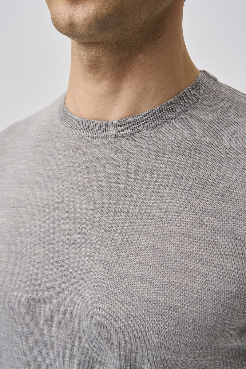 Bisse Studio Erkek Bisiklet Yaka Triko Gri - 4