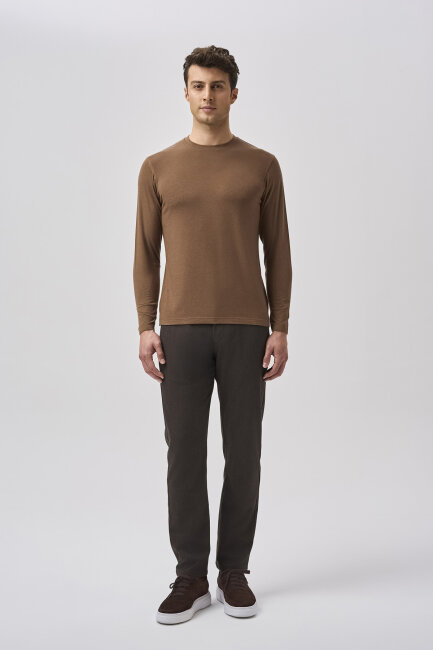 Bisse Studio Erkek Bisiklet Yaka Triko Taba