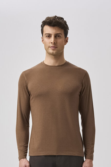 Bisse Studio Erkek Bisiklet Yaka Triko Taba - 5