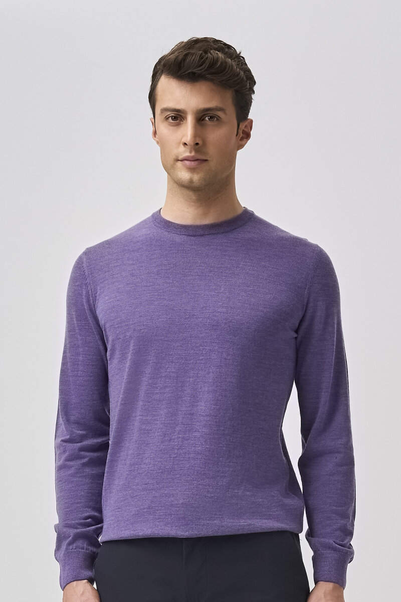 Bisse Studio Erkek Bisiklet Yaka Triko Lila - 5