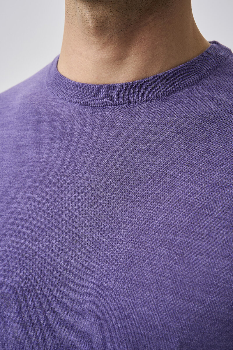 Bisse Studio Erkek Bisiklet Yaka Triko Lila - 4