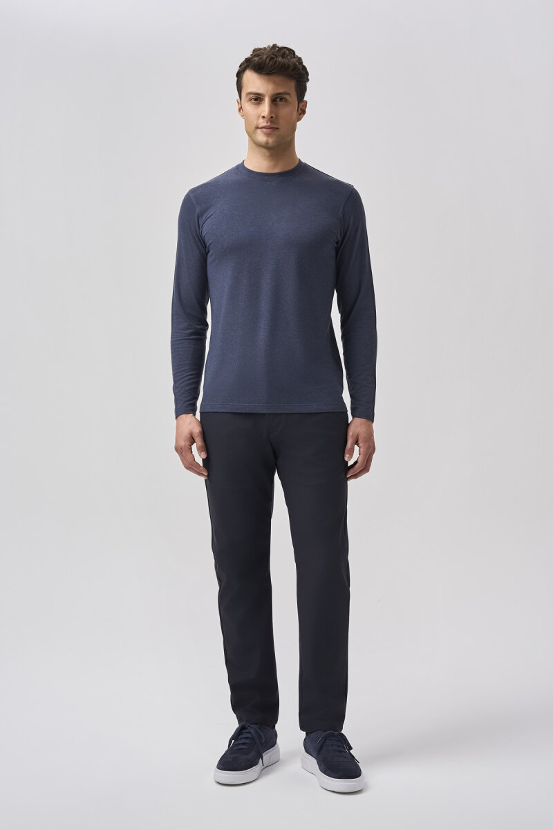 Bisse Studio Erkek Bisiklet Yaka Triko Mavi