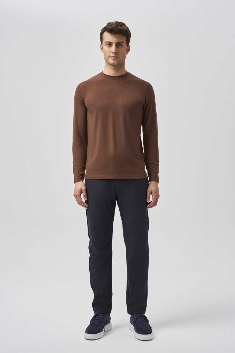 Bisse Studio Erkek Bisiklet Yaka Triko Koyu Taba - 1