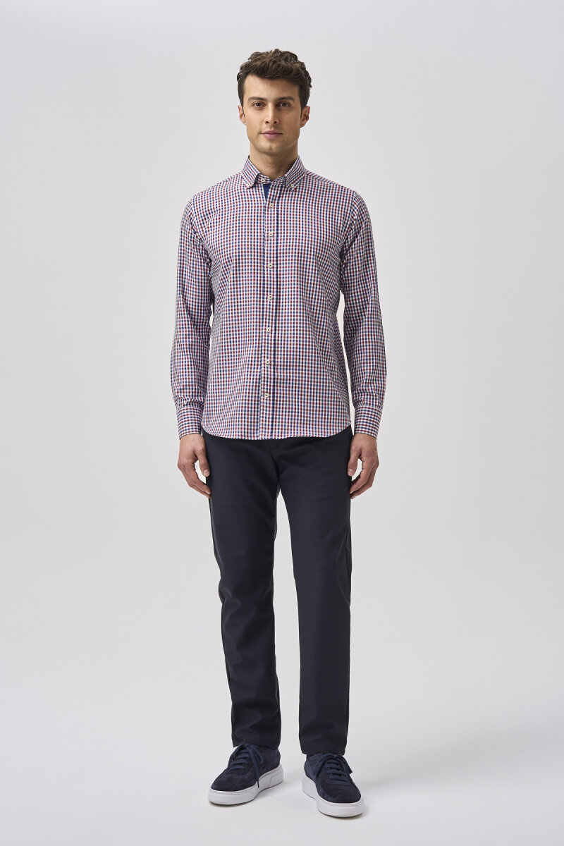 Bisse Studio Erkek Bordo Uzun Kollu Gömlek - 1