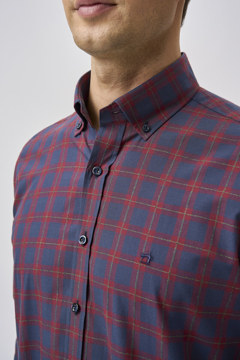 Bisse Studio Erkek Cepsiz Regular Fit Gömlek Bordo - 4