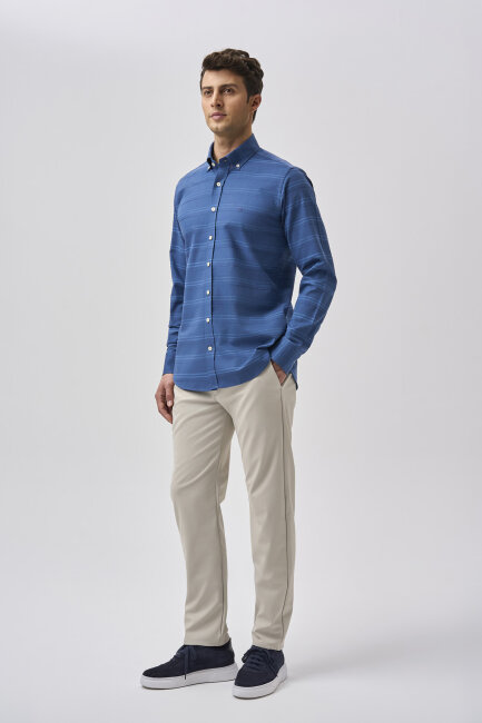 Bisse Studio Erkek Cepsiz Regular Fit Gömlek İndigo (1)