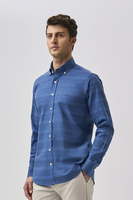 Bisse Studio Erkek Cepsiz Regular Fit Gömlek İndigo - 4