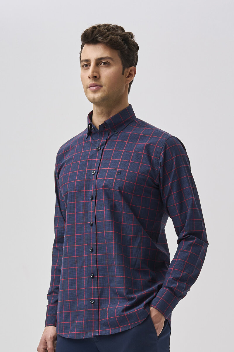 Bisse Studio Erkek Cepsiz Regular Fit Gömlek Kırmızı - 5