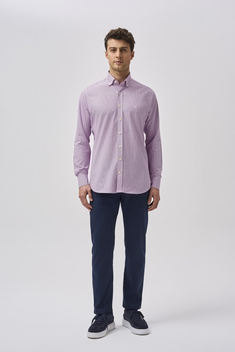 Bisse Studio Erkek Cepsiz Regular Fit Gömlek Lila - 1