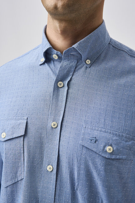 Bisse Studio Erkek Çift Cepli Koyu Mavi Gömlek - 4