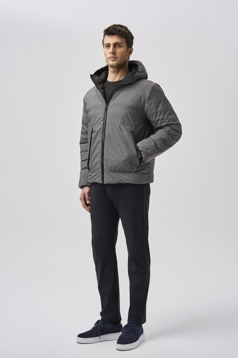 Bisse Studio Erkek Çift Taraflı Şişme Mont Siyah - Gri - 3