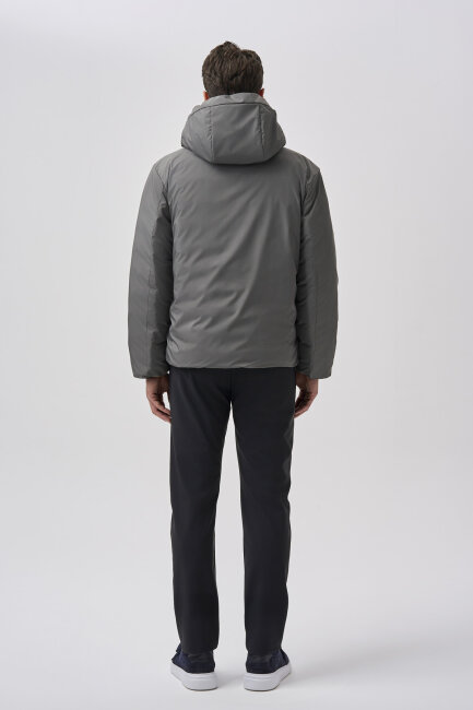 Bisse Studio Erkek Çift Taraflı Şişme Mont Siyah - Gri - 4