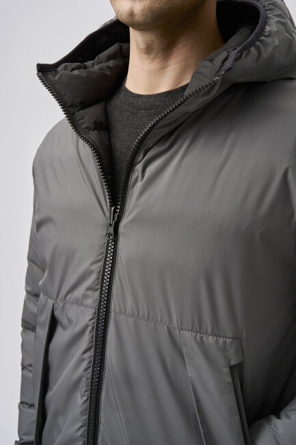 Bisse Studio Erkek Çift Taraflı Şişme Mont Siyah - Gri - 7