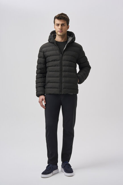 Bisse Studio Erkek Çift Taraflı Şişme Mont Siyah - Gri (1)