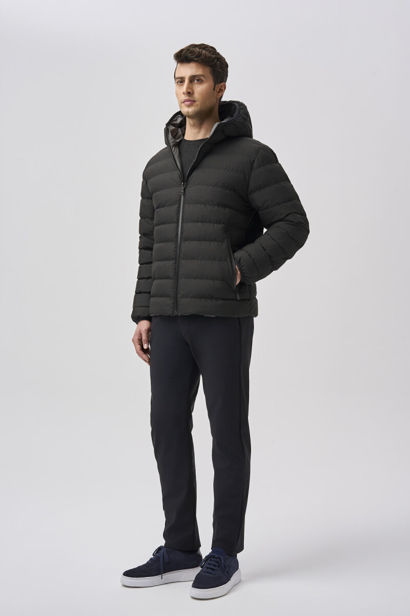 Bisse Studio Erkek Çift Taraflı Şişme Mont Siyah - Gri - 6