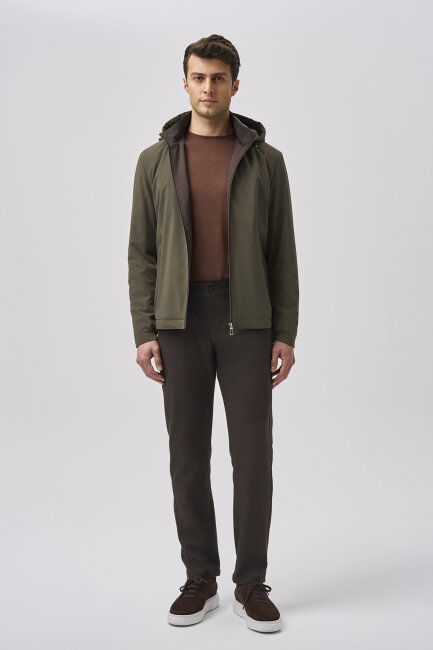 Bisse Studio Erkek Kapüşonlu Haki Mont