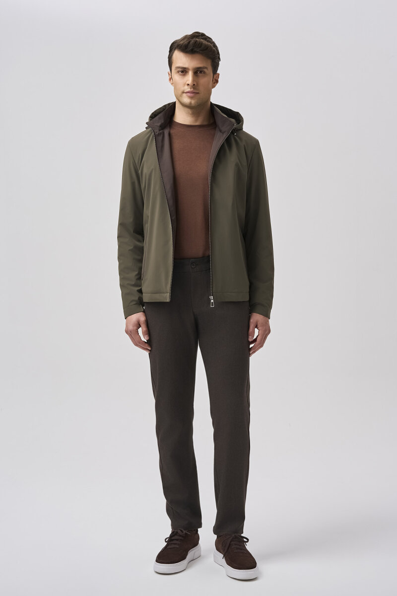 Bisse Studio Erkek Kapüşonlu Haki Mont - 1