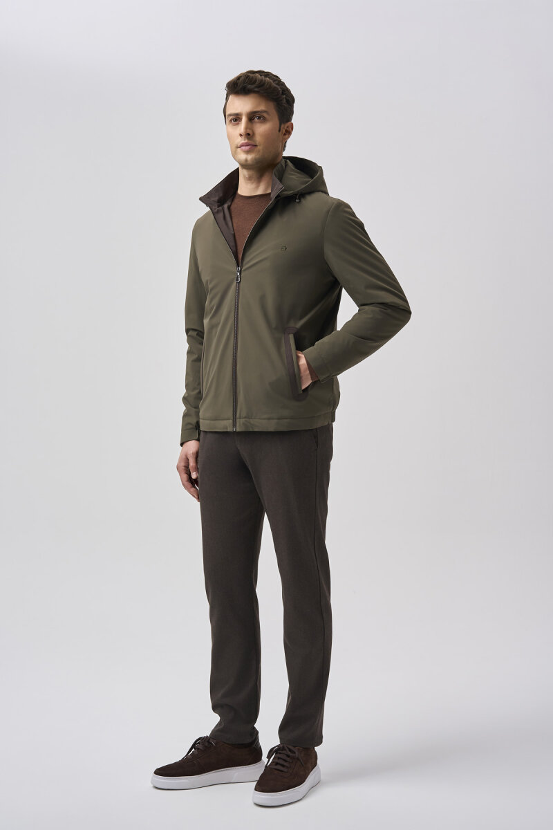 Bisse Studio Erkek Kapüşonlu Haki Mont - 2