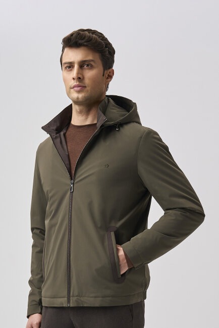 Bisse Studio Erkek Kapüşonlu Haki Mont - 6