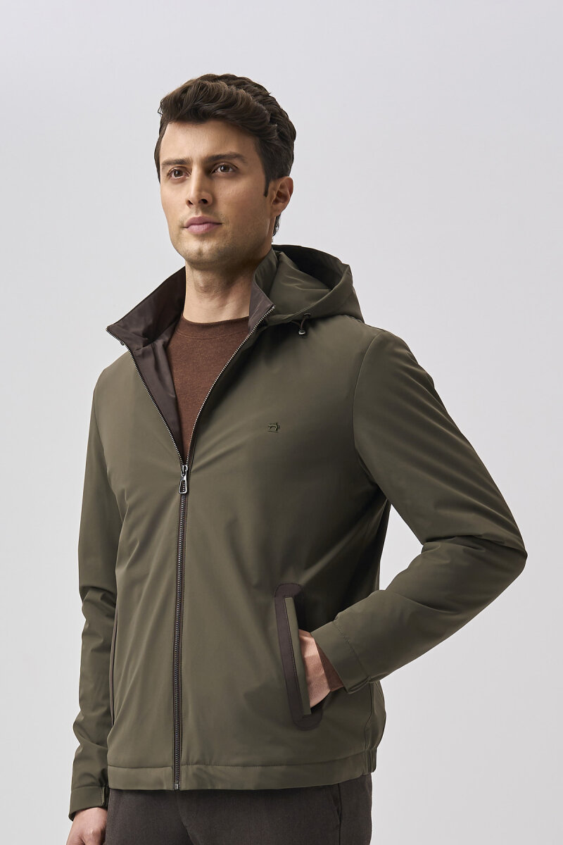 Bisse Studio Erkek Kapüşonlu Haki Mont - 6