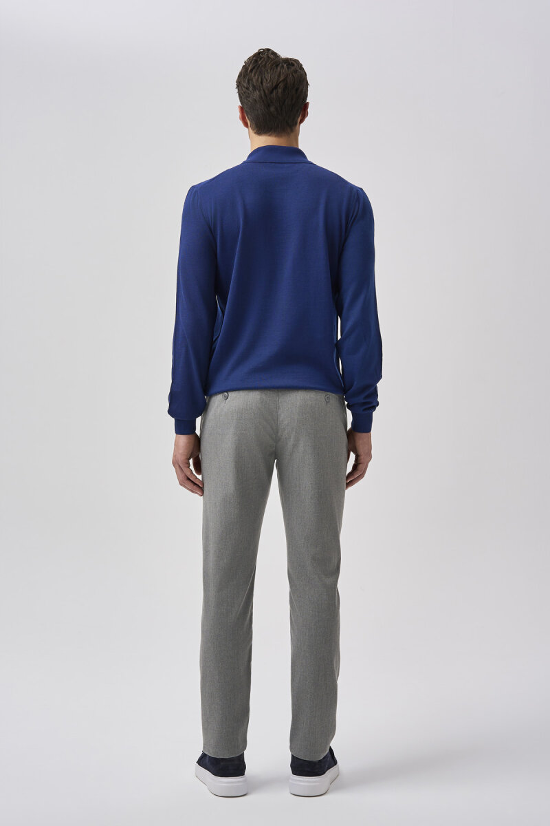 Bisse Studio Erkek Polo Yaka Fermuarlı Triko Açık Lacivert - 3