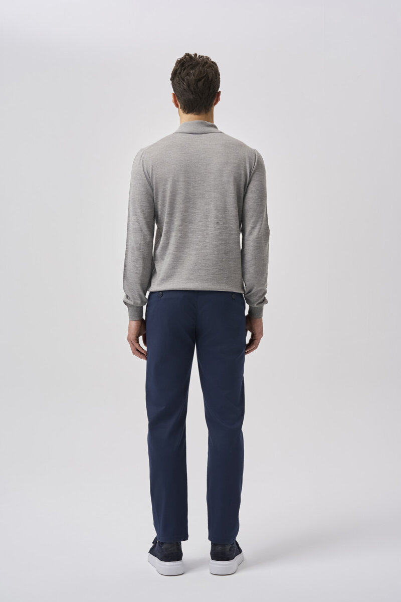 Bisse Studio Erkek Polo Yaka Fermuarlı Triko Gri - 3