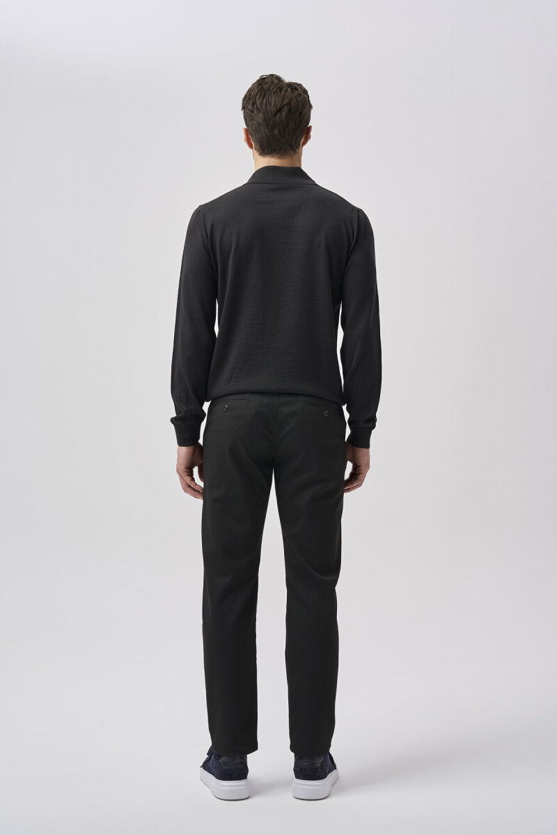 Bisse Studio Erkek Polo Yaka Fermuarlı Triko Sıyah - 3