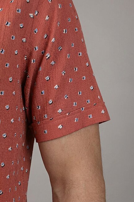 Bisse Studio Erkek Regular Fit Kısa Kol Cepsiz Kiremit Gömlek - 3