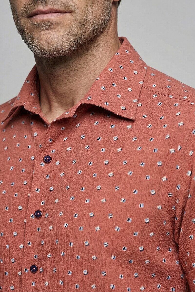 Bisse Studio Erkek Regular Fit Kısa Kol Cepsiz Kiremit Gömlek - 4