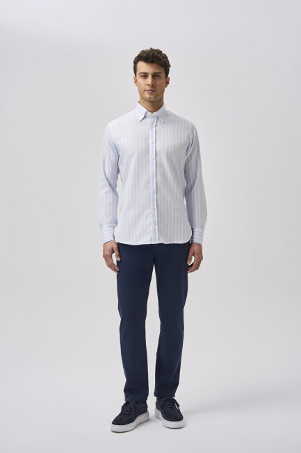 Bisse Studio Erkek Regular Fit Uzun Kollu Açık Mavi Cepsiz Gömlek